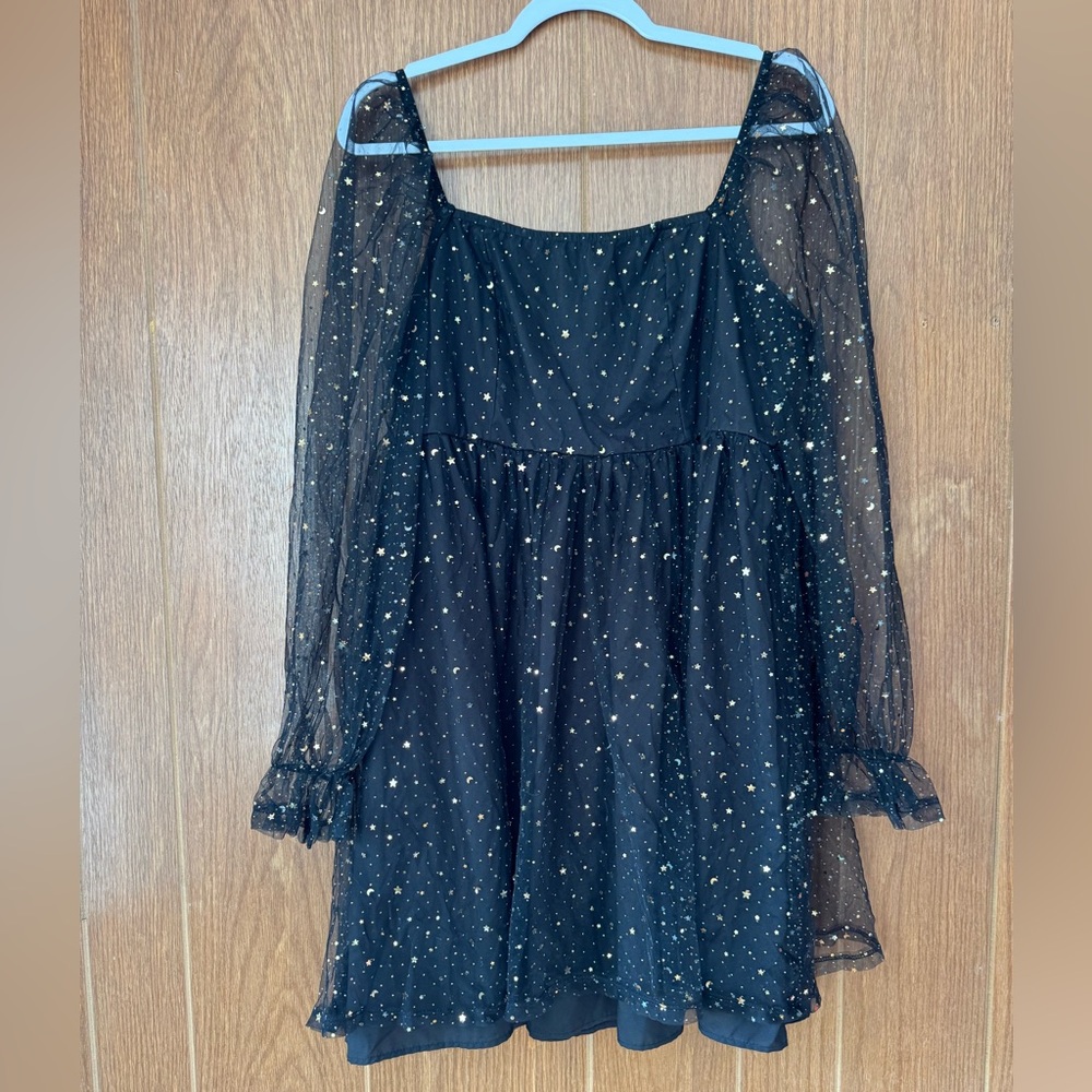 SHEIN Black and Gold Starry Mini Dress